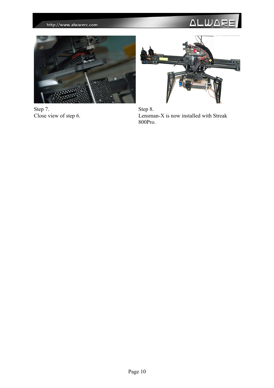 Alwarerc Lensman-X Public 3-Axis Gimbal (For Streak 800Pro) User Manual | Page 10 / 24