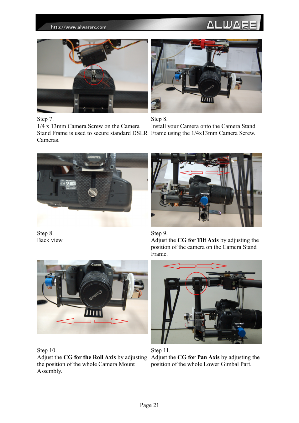 Alwarerc Lensman-X Public 3-Axis Gimbal (For Streak 800Pro) User Manual | Page 21 / 24