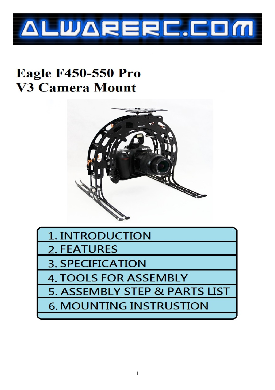 Alwarerc Eagle Pro V4 Camera 3-Axis 360D Panning Gimbal User Manual | 22 pages