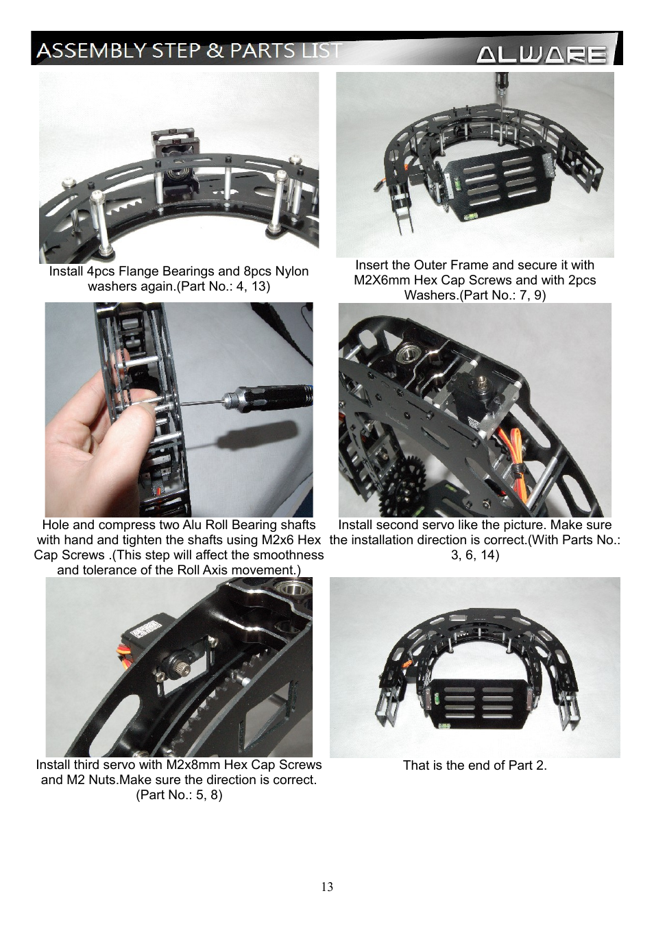 Alwarerc Eagle Pro V4 Camera 3-Axis 360D Panning Gimbal User Manual | Page 13 / 22