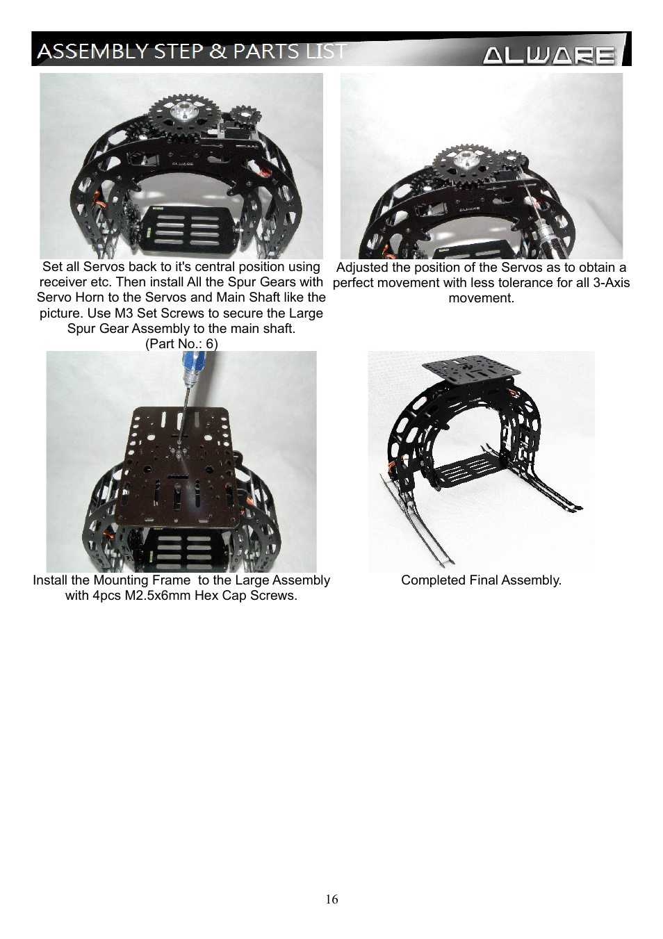 Alwarerc Eagle Pro V4 Camera 3-Axis 360D Panning Gimbal User Manual | Page 16 / 22