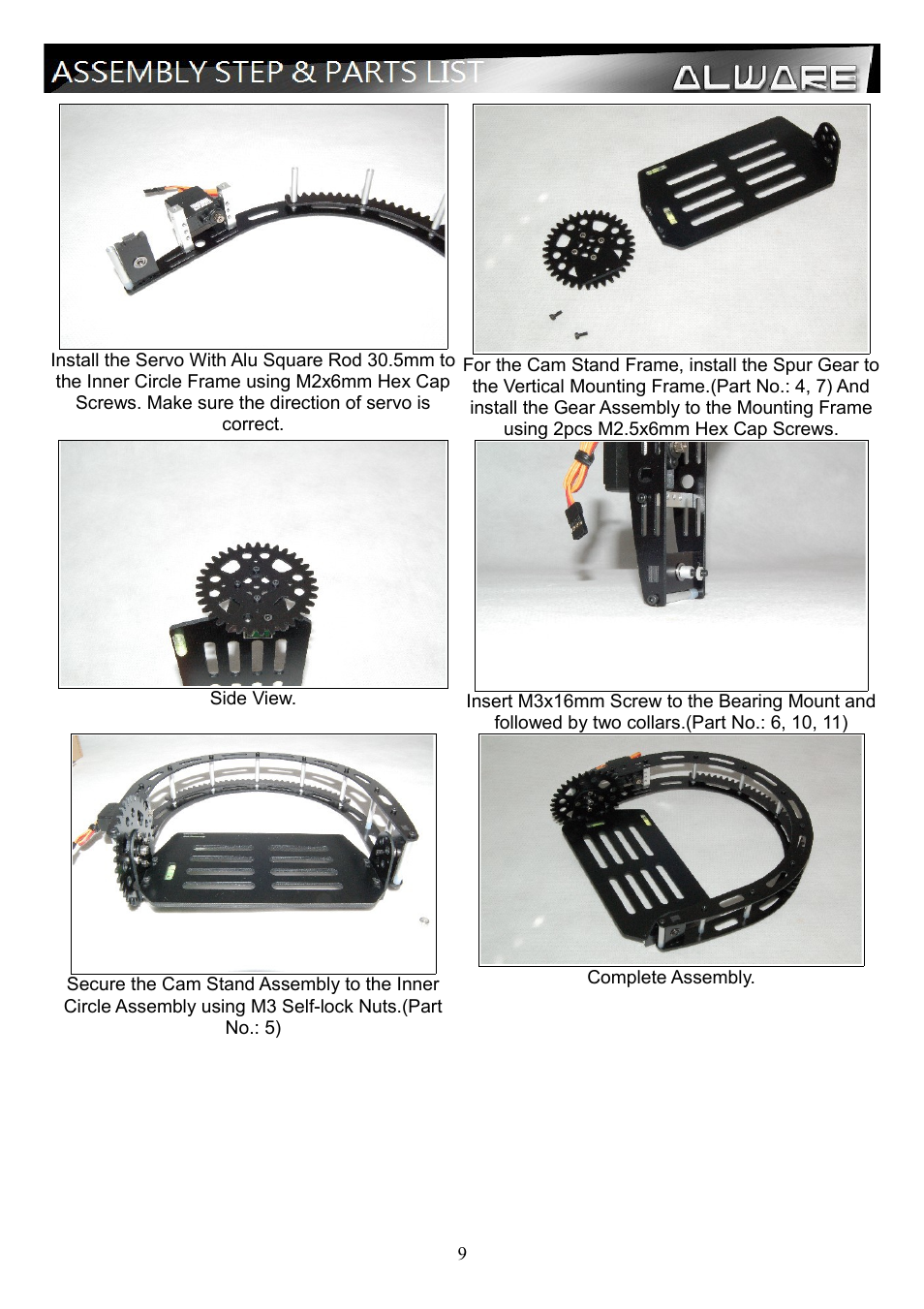 Alwarerc Eagle Pro V4 Camera 3-Axis 360D Panning Gimbal User Manual | Page 9 / 22