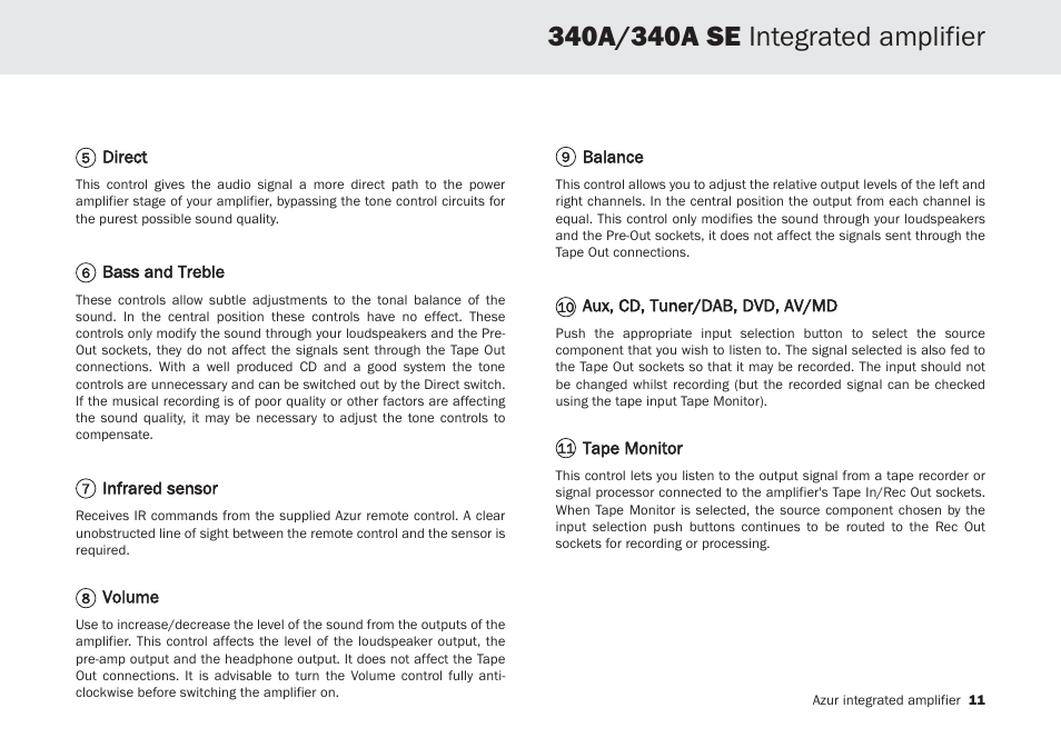 Cambridge Audio Azur 340A SE User Manual | Page 11 / 18