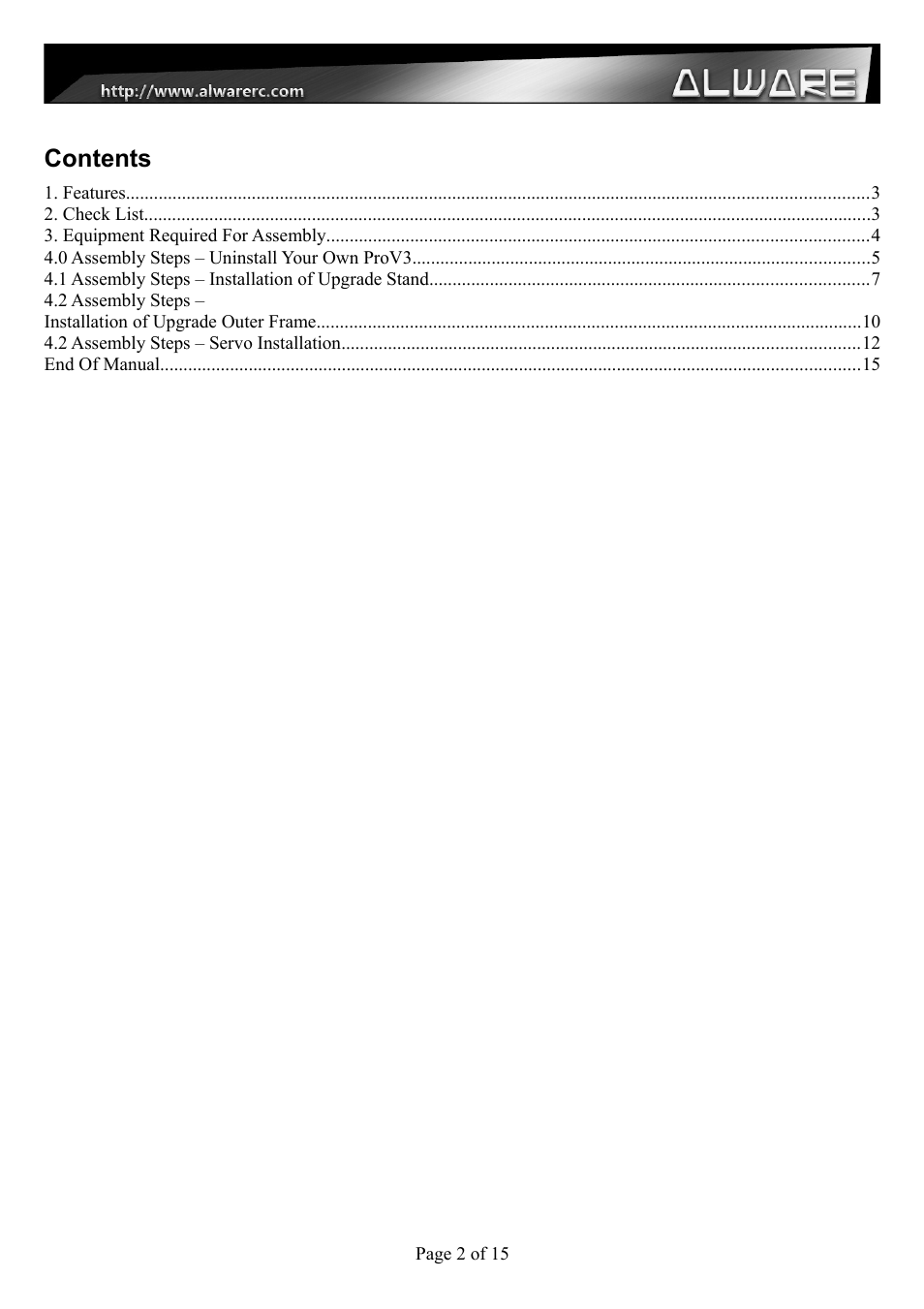 Alwarerc Eagle Pro V3 Tilt & Pan Upgrade Pack with 360 Continuous Servo User Manual | Page 2 / 15