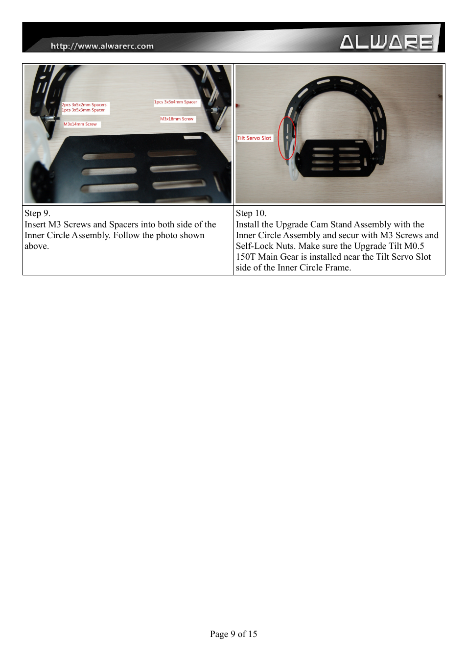 Alwarerc Eagle Pro V3 Tilt & Pan Upgrade Pack with 360 Continuous Servo User Manual | Page 9 / 15