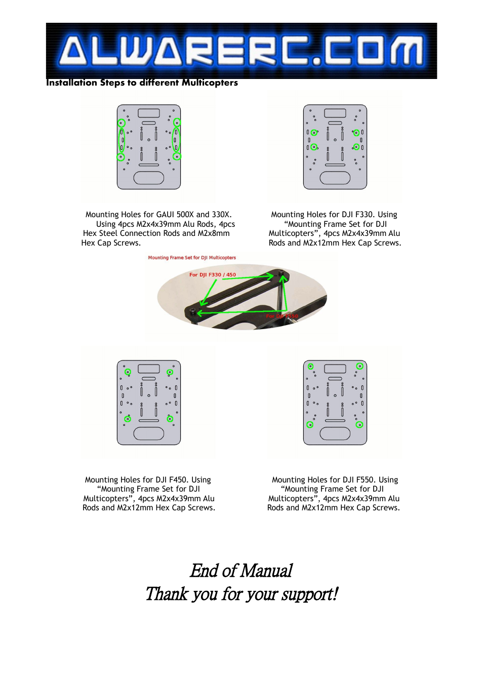 Alwarerc Swing 2-Axis Camera Mount Combo User Manual | Page 11 / 11