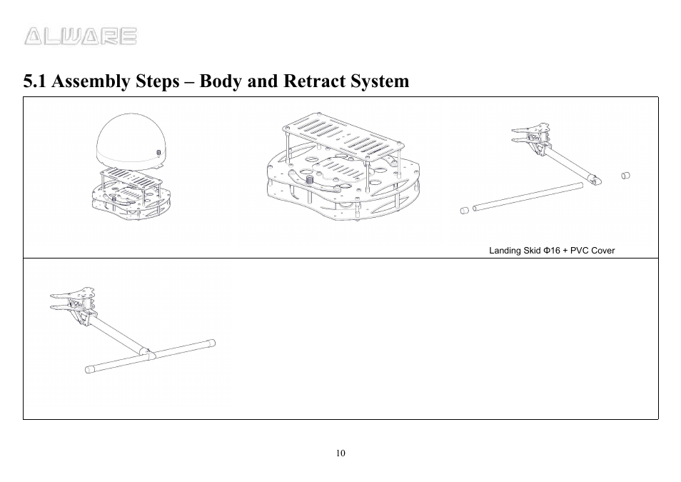 1 assembly steps – body and retract system | Alwarerc Cyclone X8 Octocopter Super Combo User Manual | Page 10 / 21