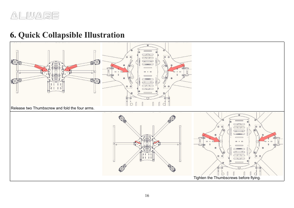 Quick collapsible illustration | Alwarerc Cyclone X8 Octocopter Super Combo User Manual | Page 16 / 21