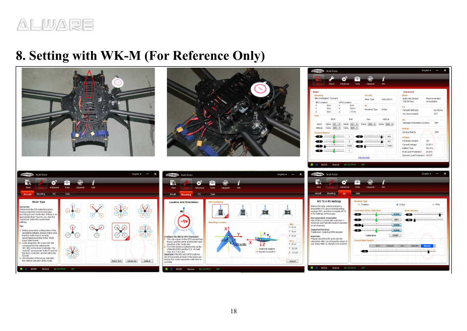 Setting with wk-m (for reference only) | Alwarerc Cyclone X8 Octocopter Super Combo User Manual | Page 18 / 21