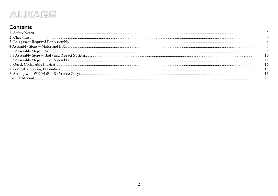 Alwarerc Cyclone X8 Octocopter Super Combo User Manual | Page 2 / 21
