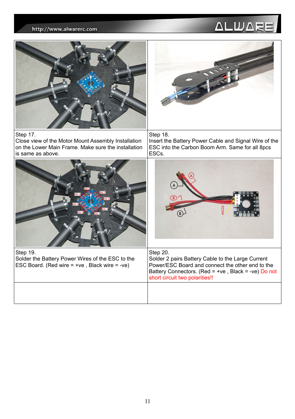 Alwarerc Streak 1000 OctoCopter Kit With APC Props User Manual | Page 11 / 25