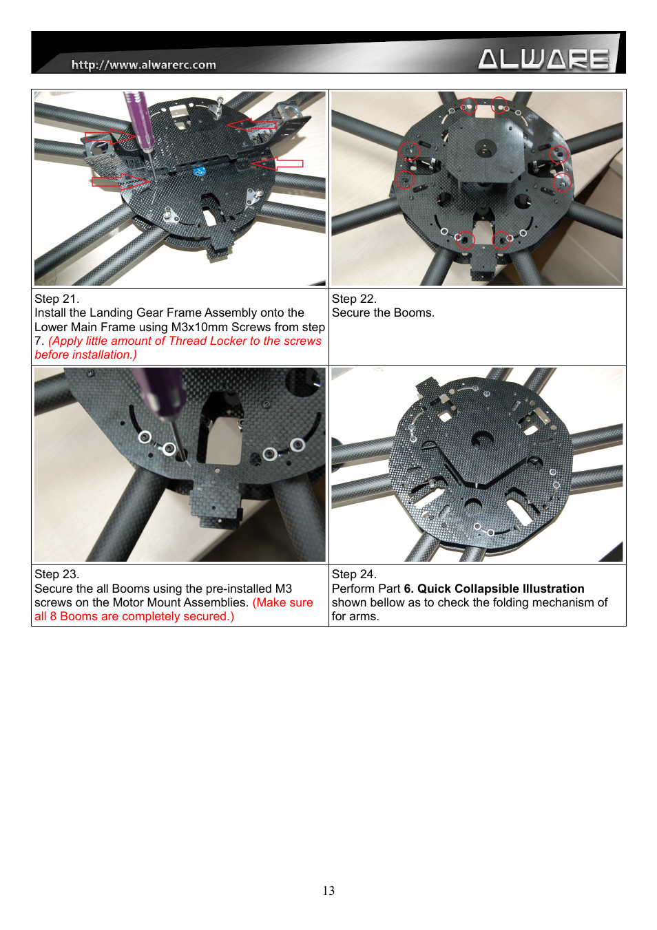 Alwarerc Streak 1000 OctoCopter Kit With APC Props User Manual | Page 13 / 25