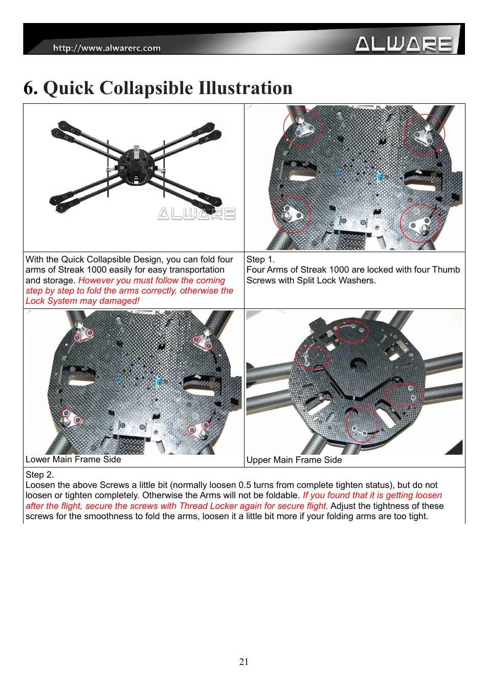 Quick collapsible illustration | Alwarerc Streak 1000 OctoCopter Kit With APC Props User Manual | Page 21 / 25