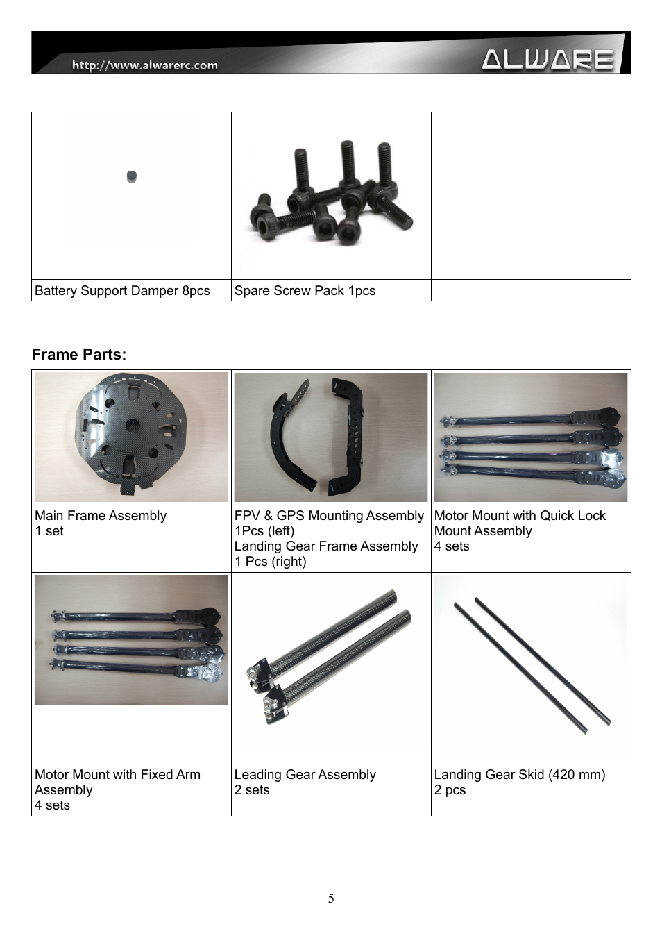 Alwarerc Streak 1000 OctoCopter Kit With APC Props User Manual | Page 5 / 25