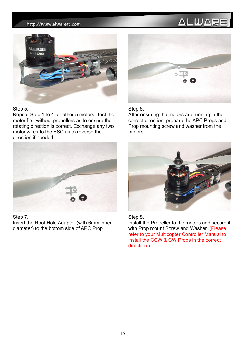 Alwarerc Streak 800Pro Hexacopter Combo User Manual | Page 15 / 24