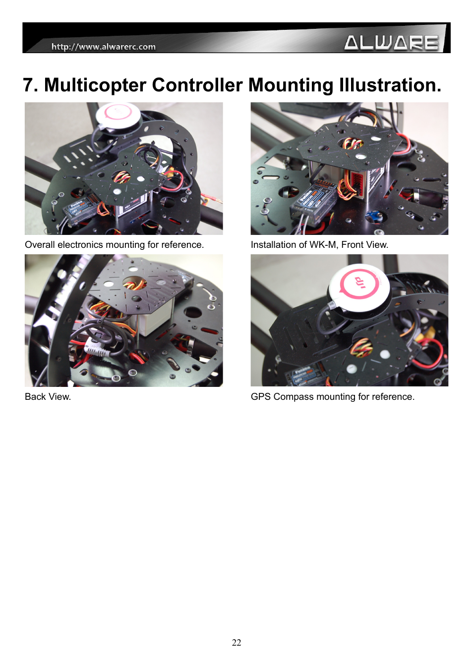 Multicopter controller mounting illustration | Alwarerc Streak 800Pro Hexacopter Combo User Manual | Page 22 / 24