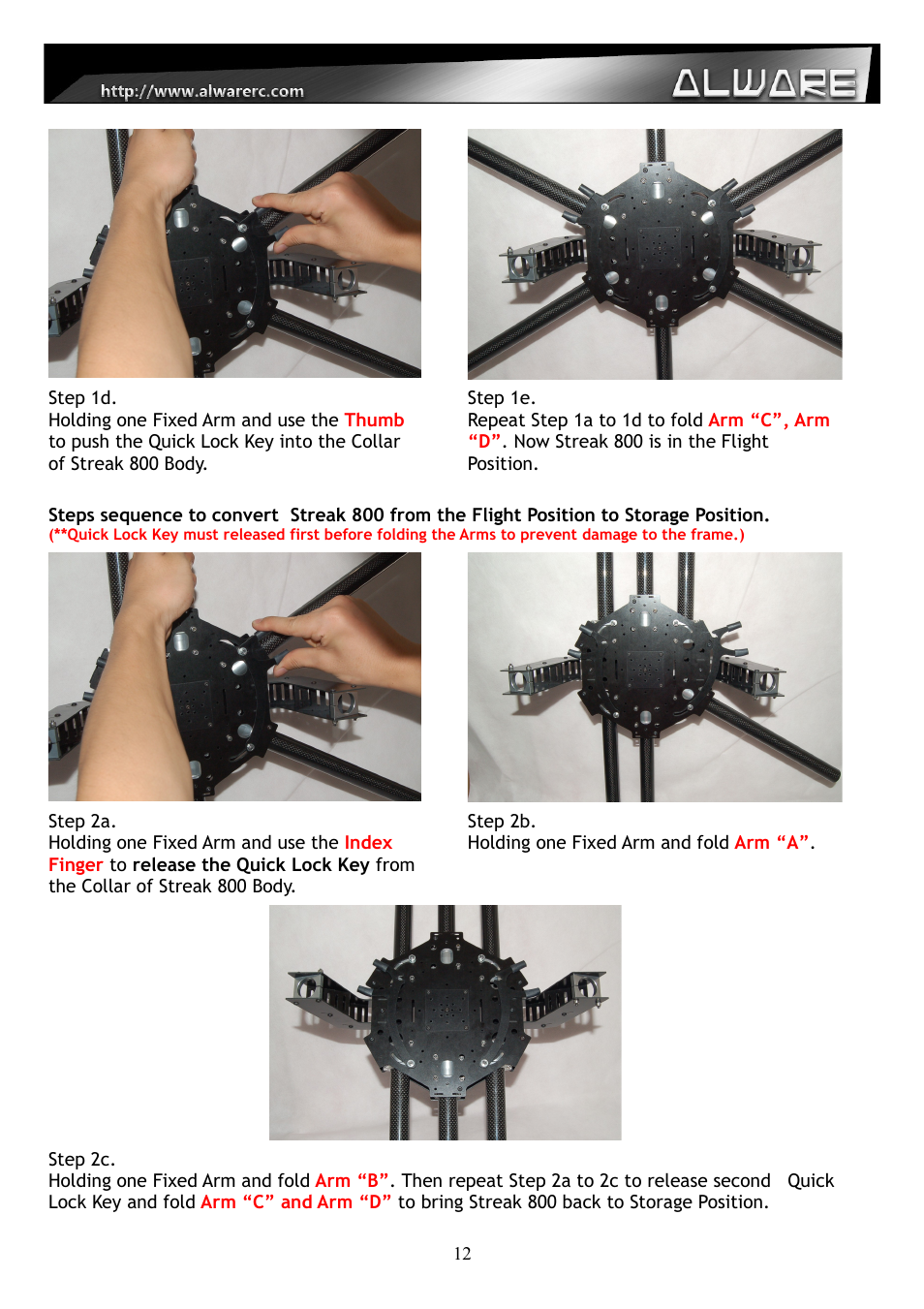 Alwarerc Streak 800 Hexacopter Combo User Manual | Page 12 / 26