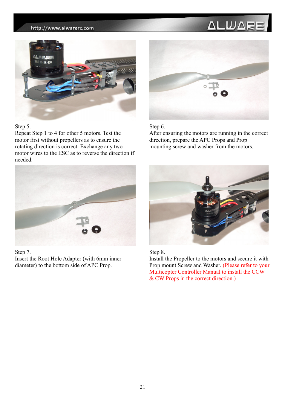 Alwarerc Streak 800 Hexacopter Combo User Manual | Page 21 / 26