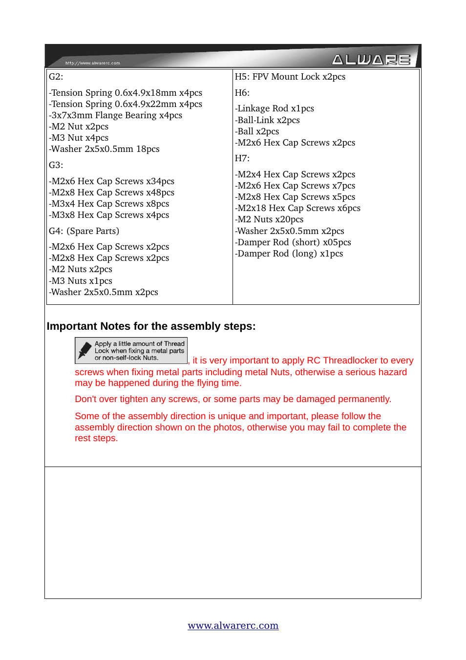 Alwarerc ALware Quad Flyer Spider 500 ( Kit Only ) User Manual | Page 4 / 32