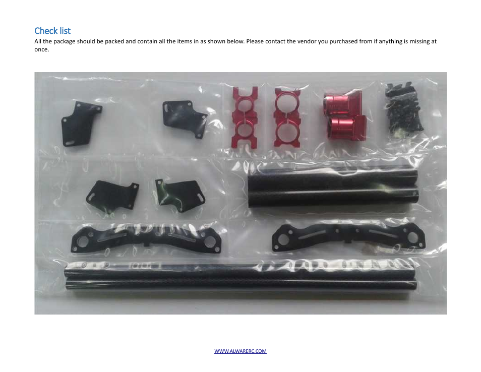 Check list | Alwarerc Alware Landing Gear for Phantom 1/ 2 User Manual | Page 2 / 16
