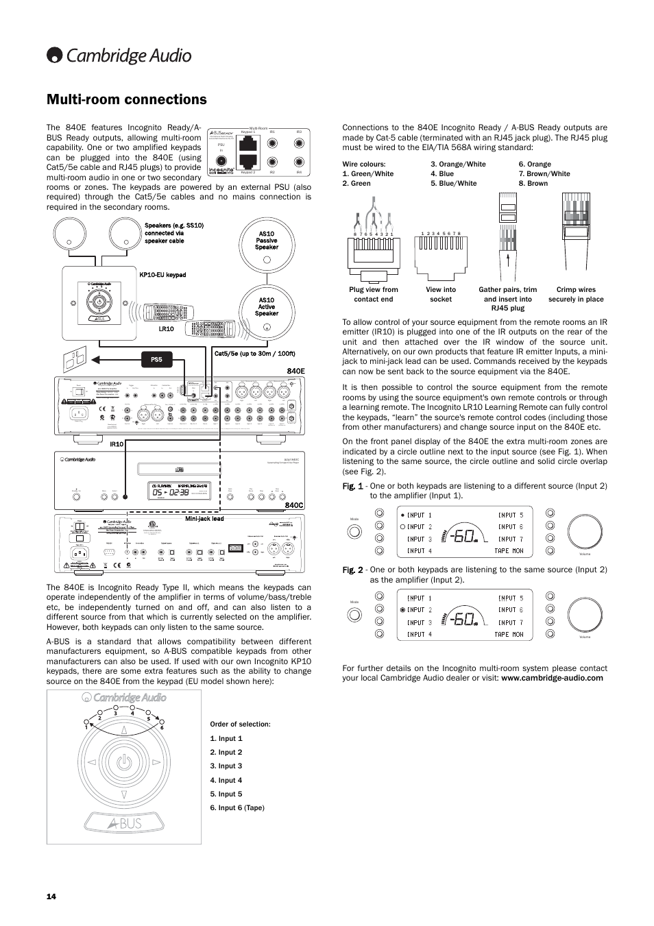 Multi-room connections, Unbalanced), Balanced unbalanced balanced unbalanced | Risk of electric shock. do not open, Risque de choc electrique. ne pas ouvrir, Vorm öffnen des gerätes. netzstecker ziehen, Plug view from contact end | Cambridge Audio Azur 840EW User Manual | Page 14 / 16