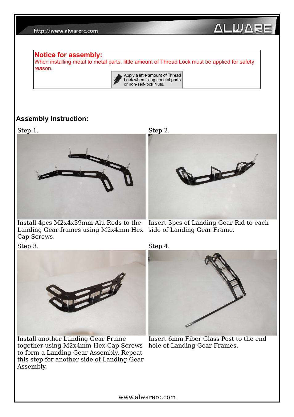 Alwarerc ALware Arch-Bridge Landing Gear User Manual | Page 4 / 9