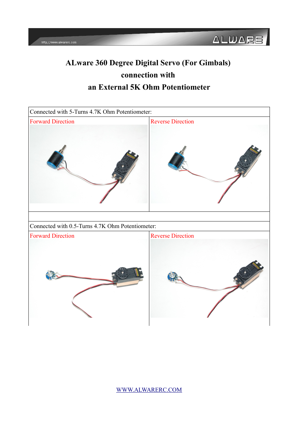 Alwarerc ALware 360 Degree Digital Servo User Manual | 1 page