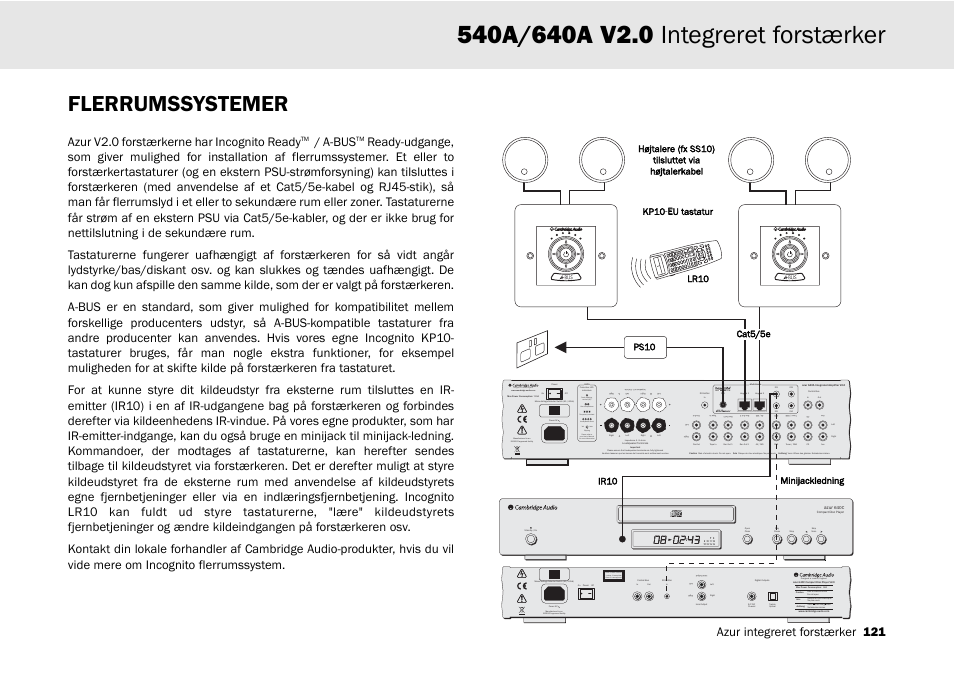 Flerrumssystemer, Designed in london, england, Clipping vol auto | Azur integreret forstærker 121, Azur v2.0 forstærkerne har incognito ready, A-bus | Cambridge Audio 540A User Manual | Page 121 / 148
