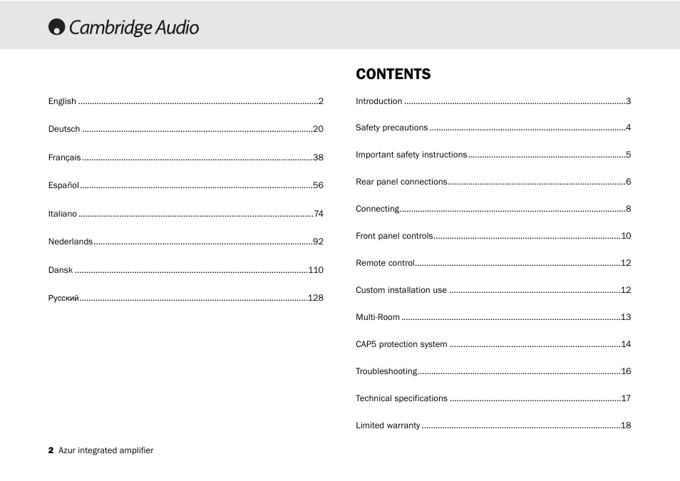 Cambridge Audio 540A User Manual | Page 2 / 148