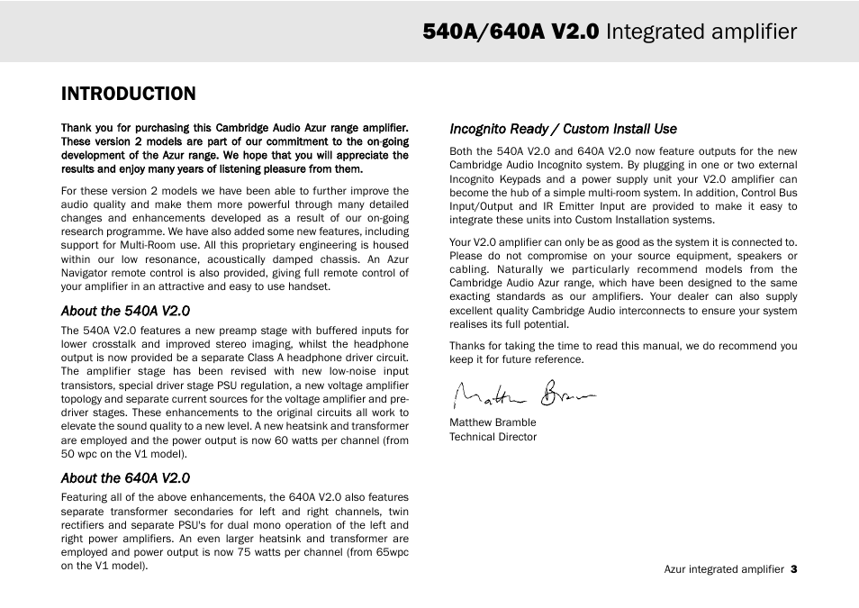 Introduction | Cambridge Audio 540A User Manual | Page 3 / 148