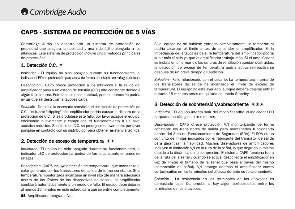 Cap5 - sistema de protección de 5 vías | Cambridge Audio 540A User Manual | Page 68 / 148