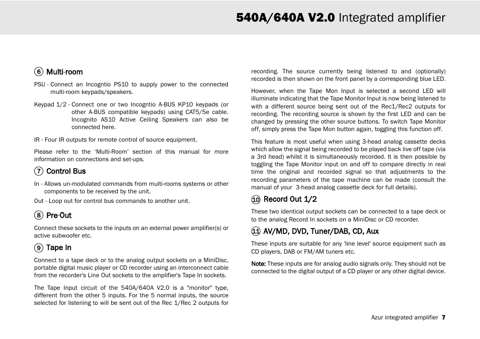 Cambridge Audio 540A User Manual | Page 7 / 148