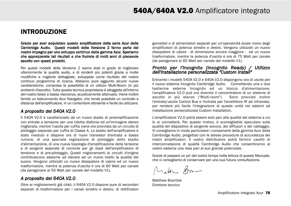 Introduzione | Cambridge Audio 540A User Manual | Page 75 / 148