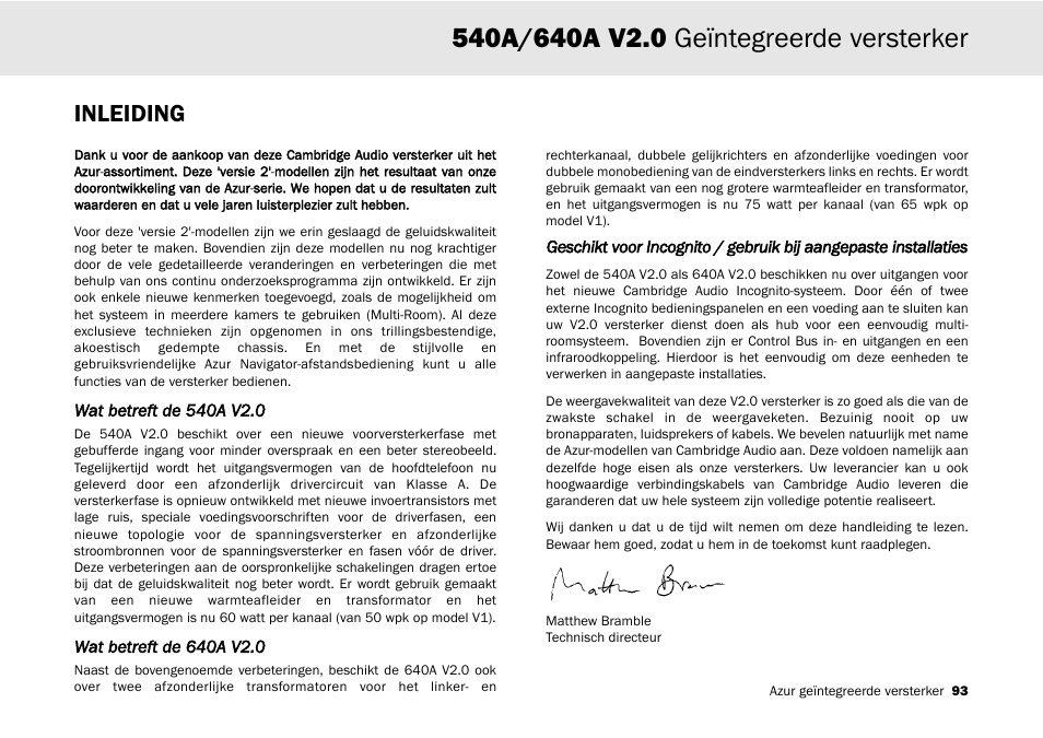 Inleiding | Cambridge Audio 540A User Manual | Page 93 / 148