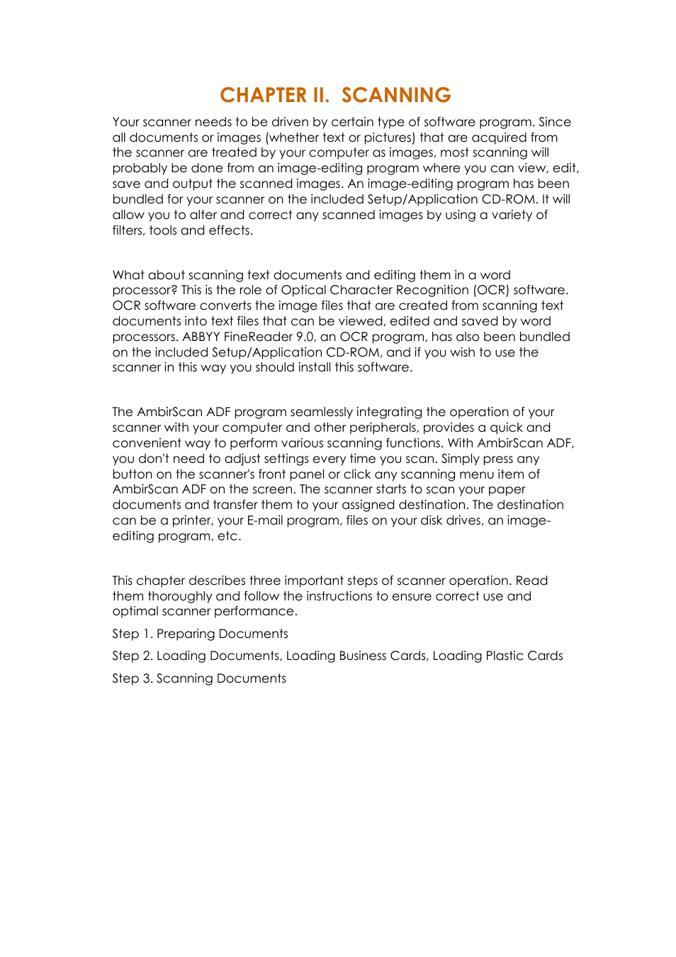 Chapter ii. scanning | Ambir ImageScan Pro 820i User Manual | Page 17 / 38