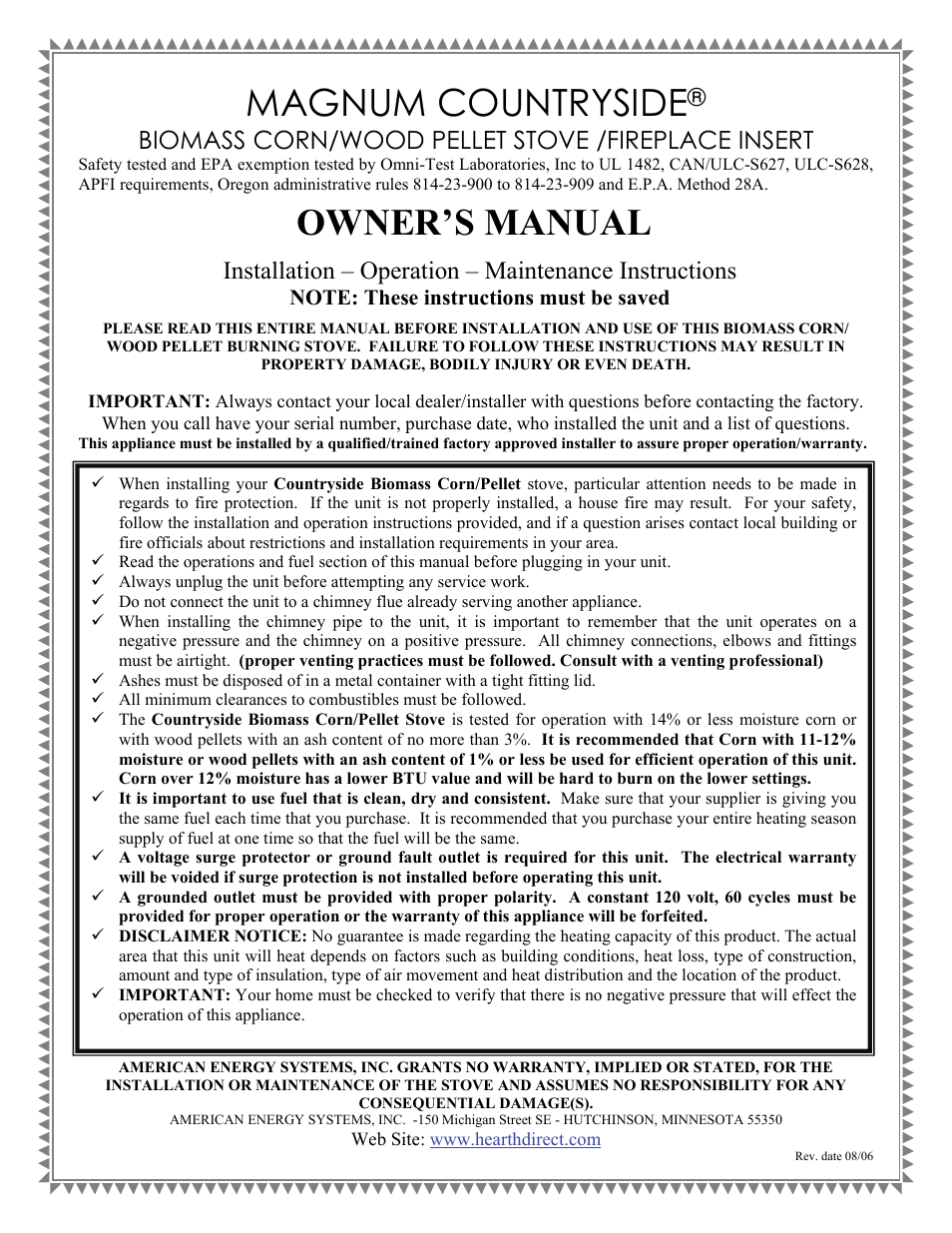 American Energy Systems MagnuM Countryside User Manual | 44 pages