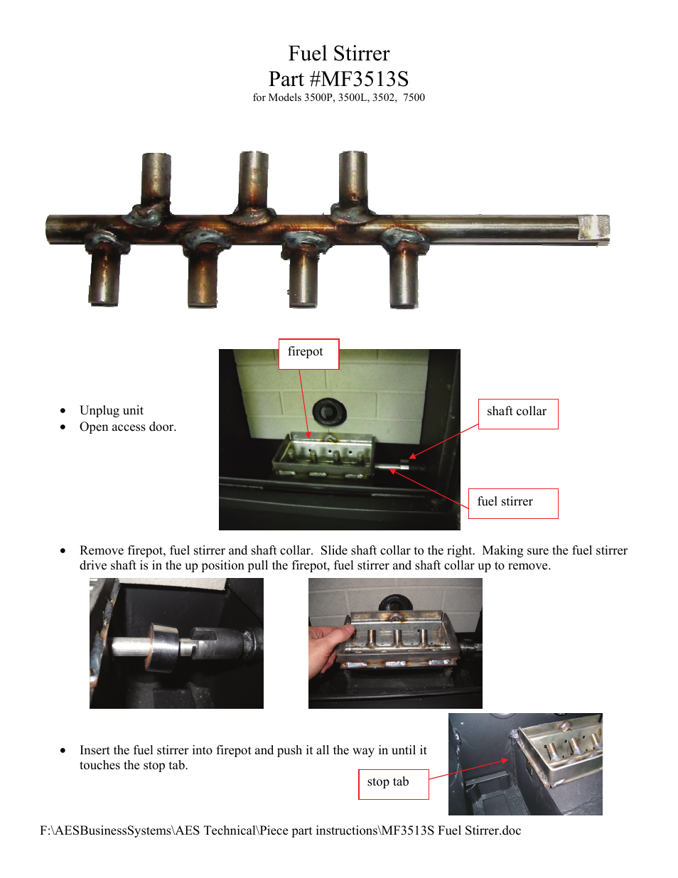 American Energy Systems MF3513S Fuel Stirrer User Manual | 2 pages