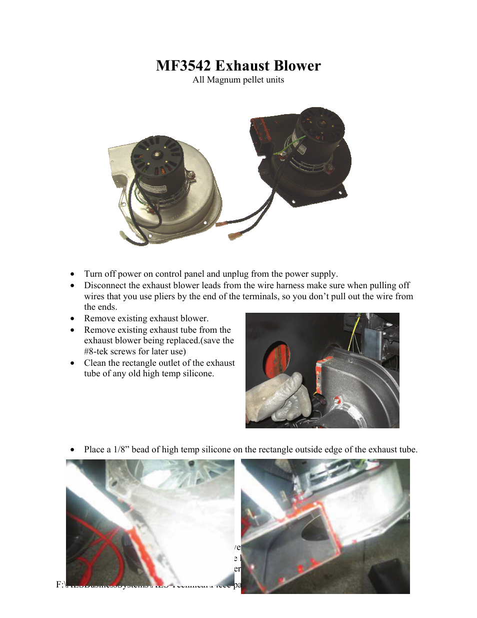 American Energy Systems MF3542 Exhaust Blower User Manual | 3 pages