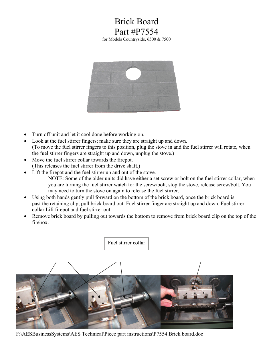American Energy Systems P7554 Brick Board User Manual | 1 page