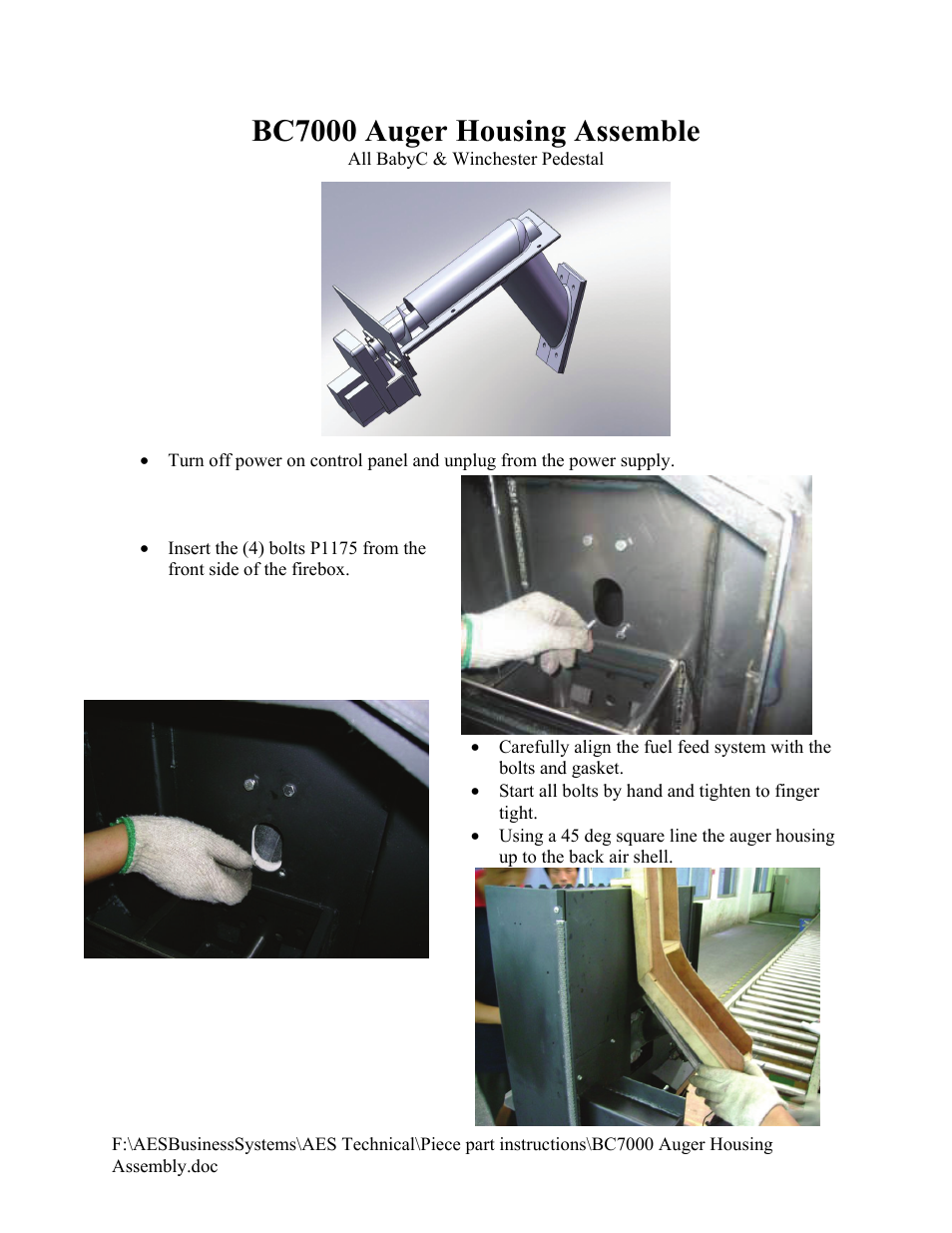 American Energy Systems BC7000 Auger Housing User Manual | 9 pages