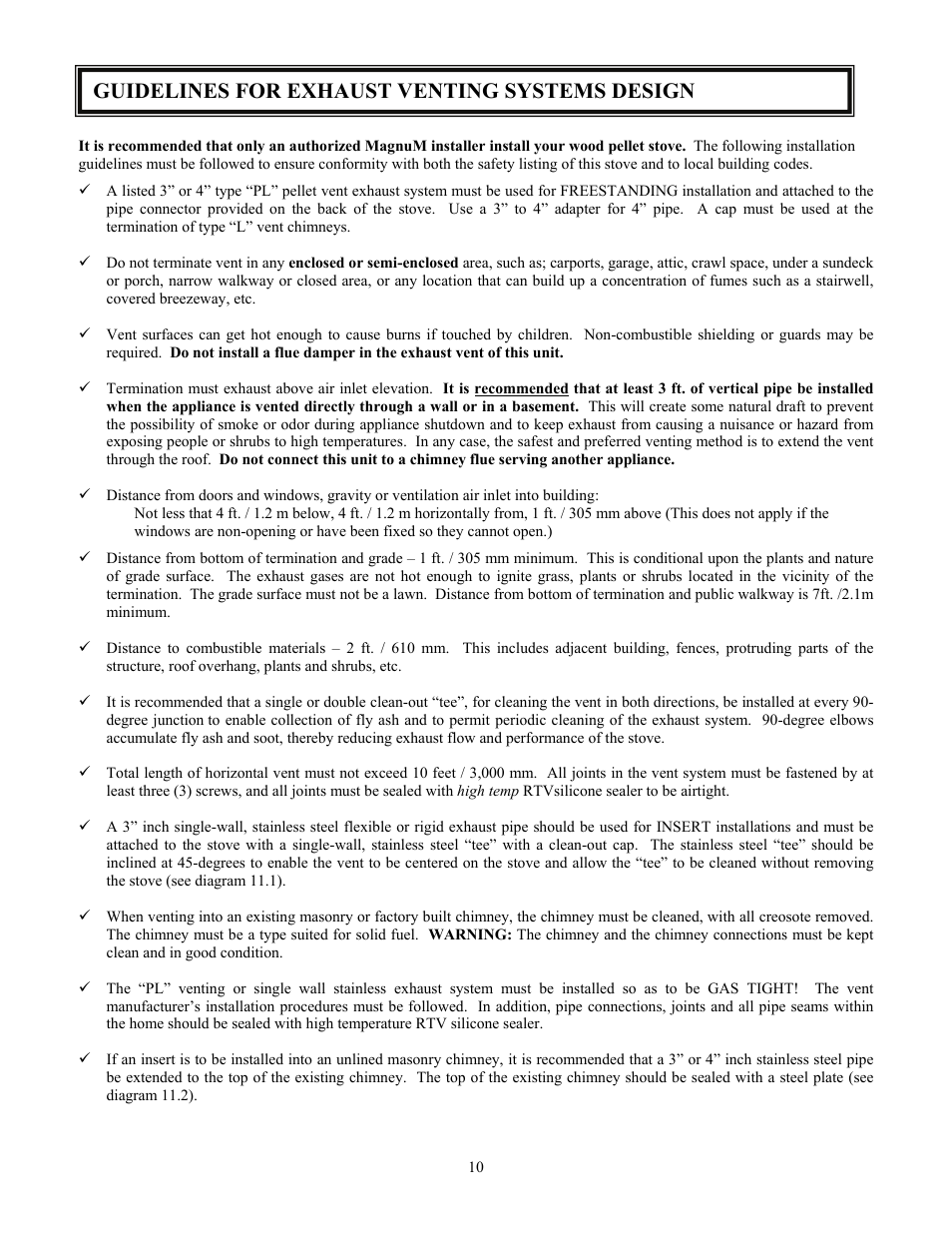 Guidelines for exhaust venting systems design | American Energy Systems MagnuM Winchester User Manual | Page 10 / 52