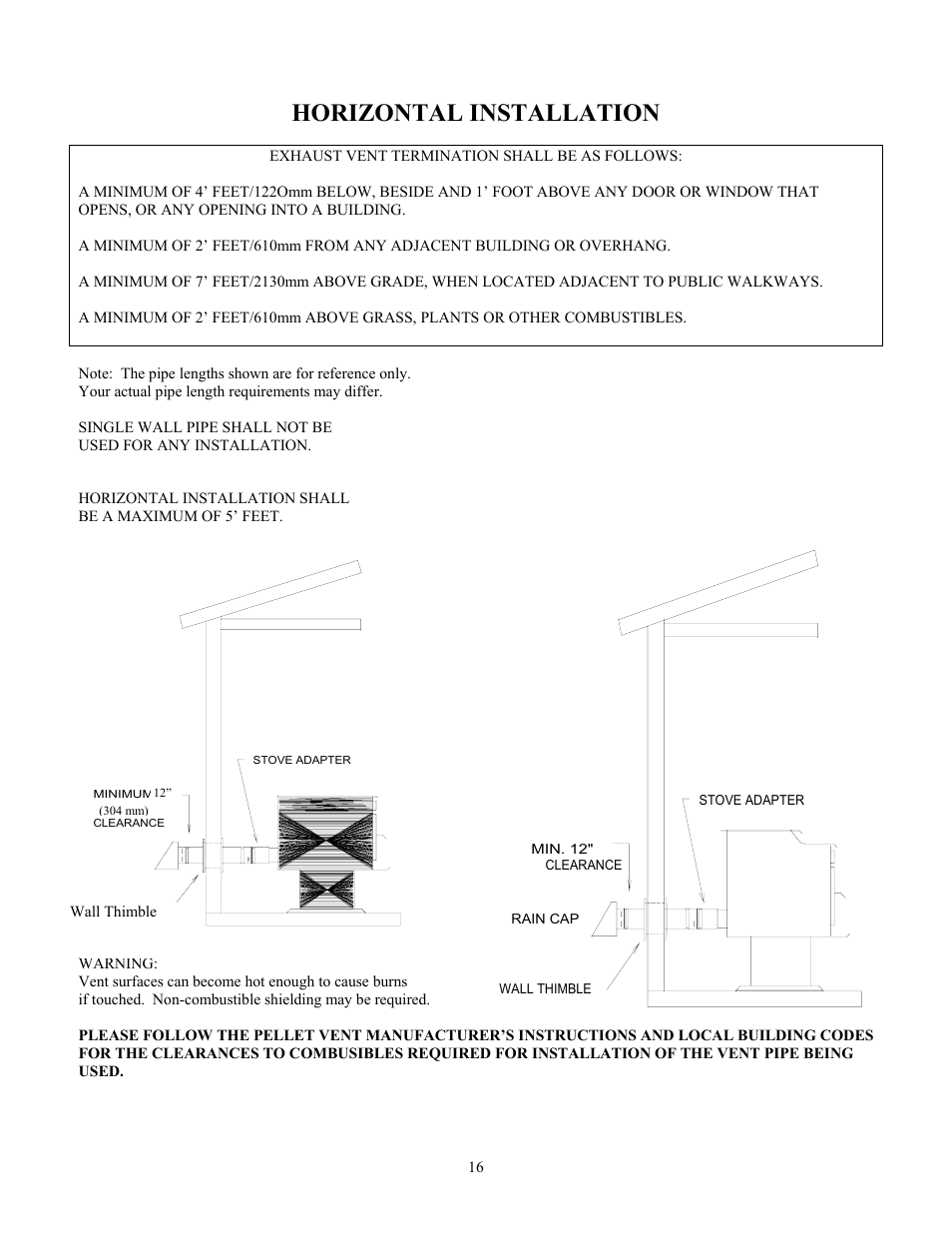 Horizontal installation | American Energy Systems MagnuM Winchester User Manual | Page 16 / 52