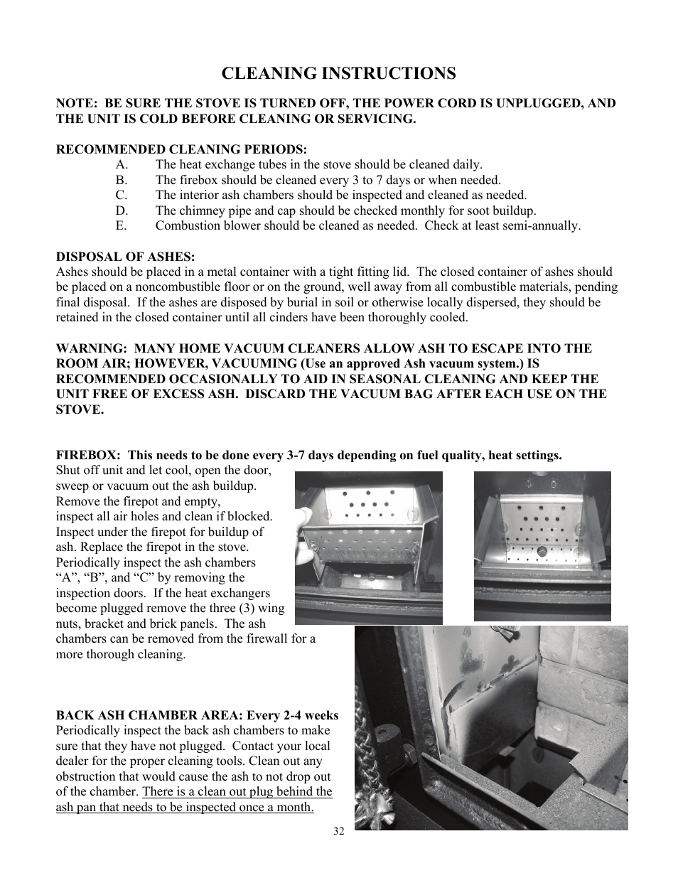 Cleaning instructions | American Energy Systems MagnuM Winchester User Manual | Page 32 / 52