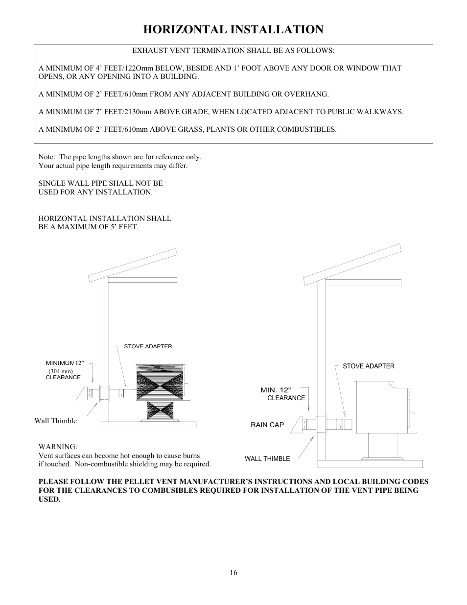 Horizontal installation | American Energy Systems MagnuM Winchester User Manual | Page 16 / 49