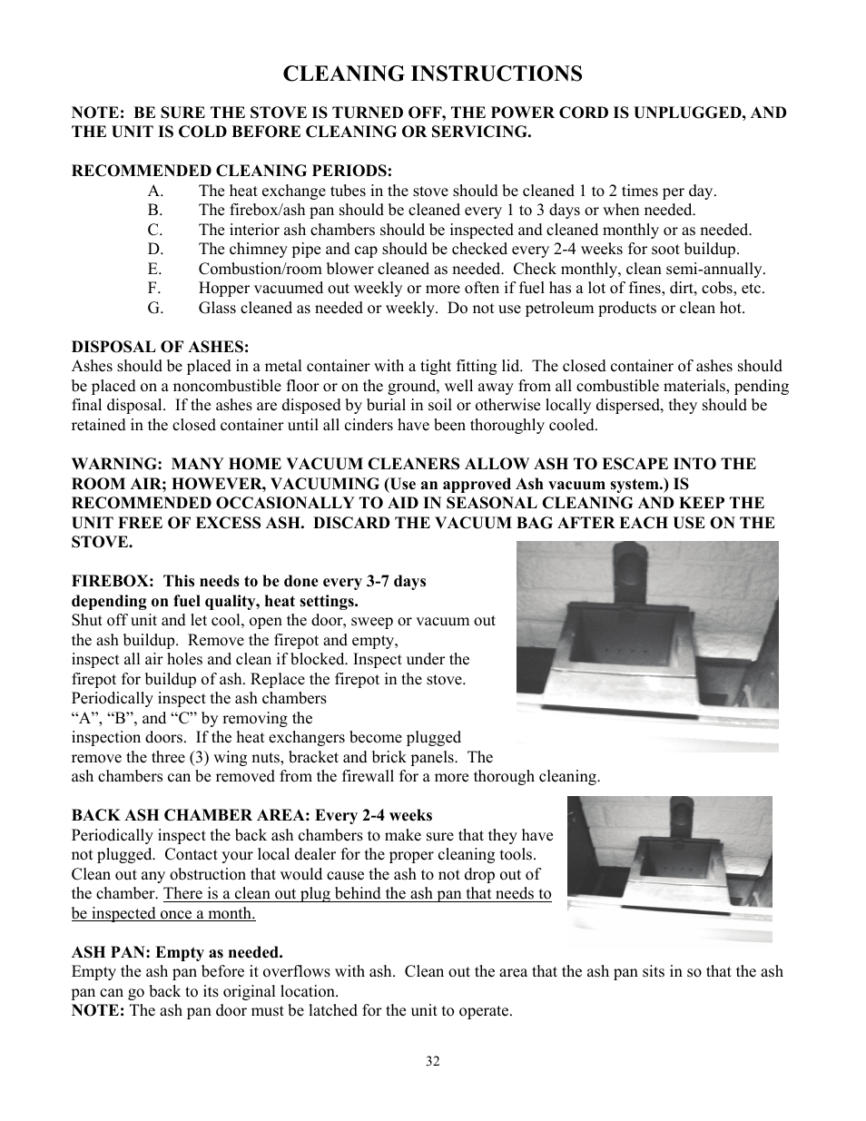 Cleaning instructions | American Energy Systems MagnuM Winchester User Manual | Page 32 / 49