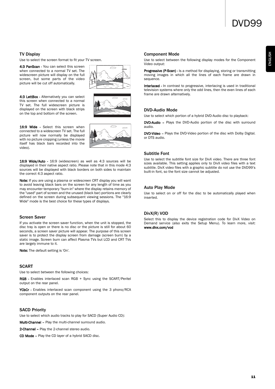 Dvd99 | Cambridge Audio DVD99 User Manual | Page 11 / 22