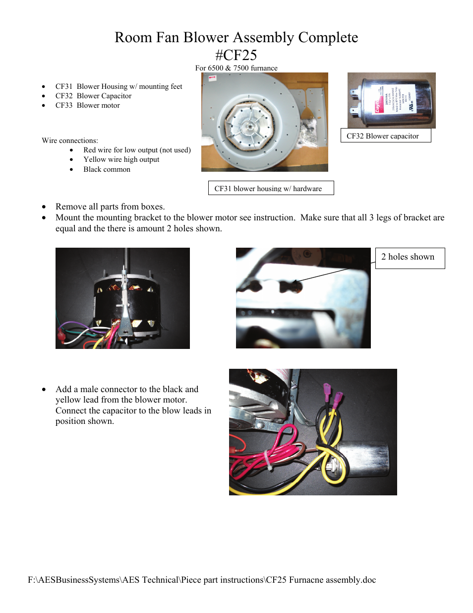 American Energy Systems CF25 Room Fan Blower User Manual | 2 pages