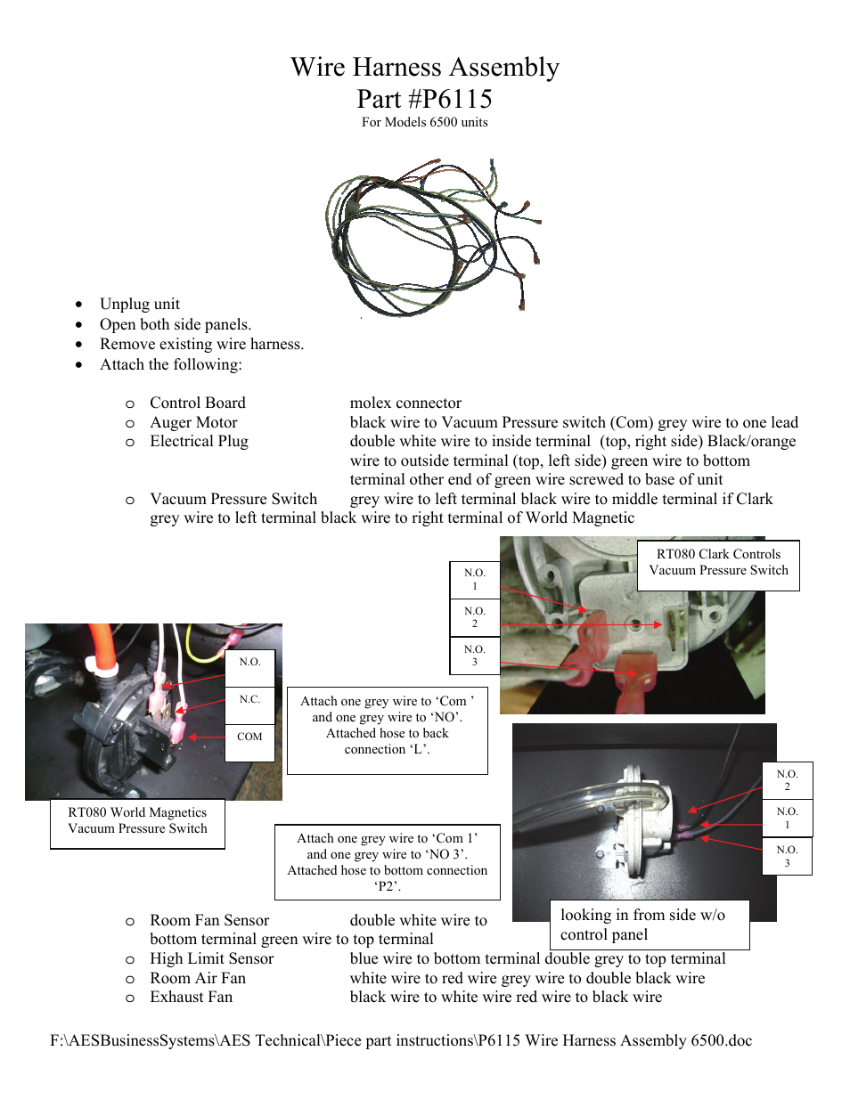American Energy Systems P6115 Wire Harness User Manual | 2 pages