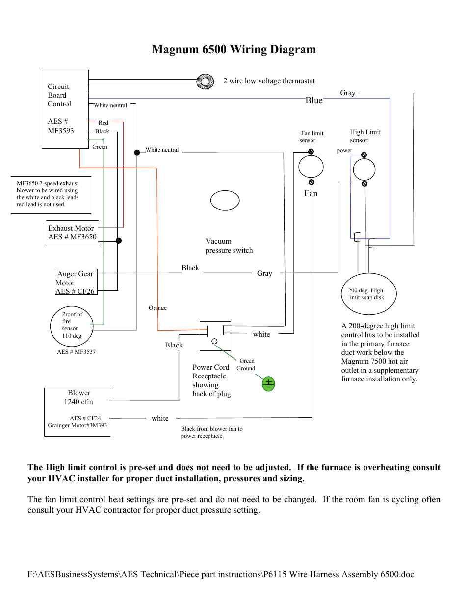 Magnum 6500 wiring diagram | American Energy Systems P6115 Wire Harness User Manual | Page 2 / 2