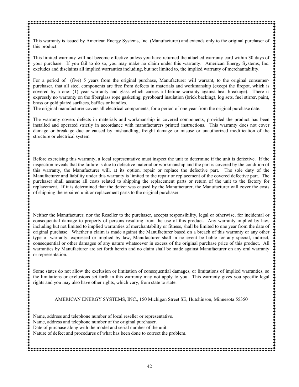 American Energy Systems MagnuM 7500 User Manual | Page 42 / 43